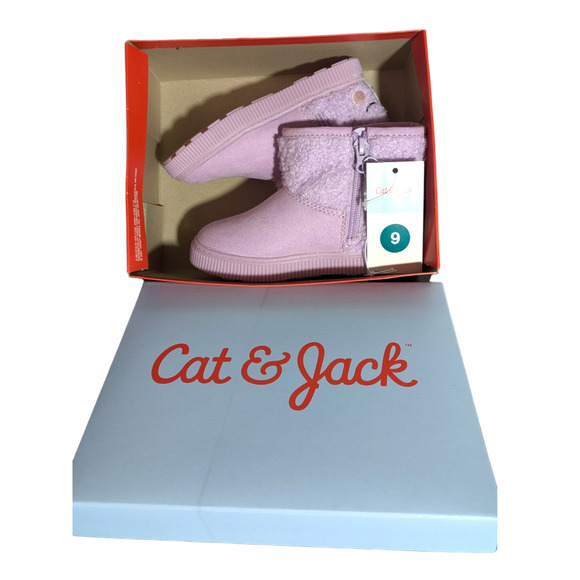NWT, Cat & Jack Zip Up Toddler Boots. Light Purple With Fleece, Toddler Size 9 - Picture 4 of 7